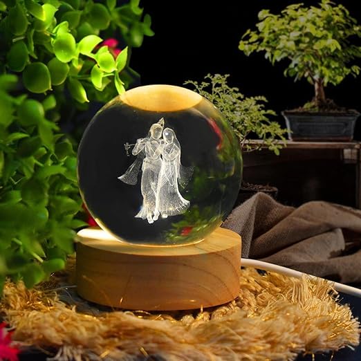 Radha Krishna Crystal Lamp