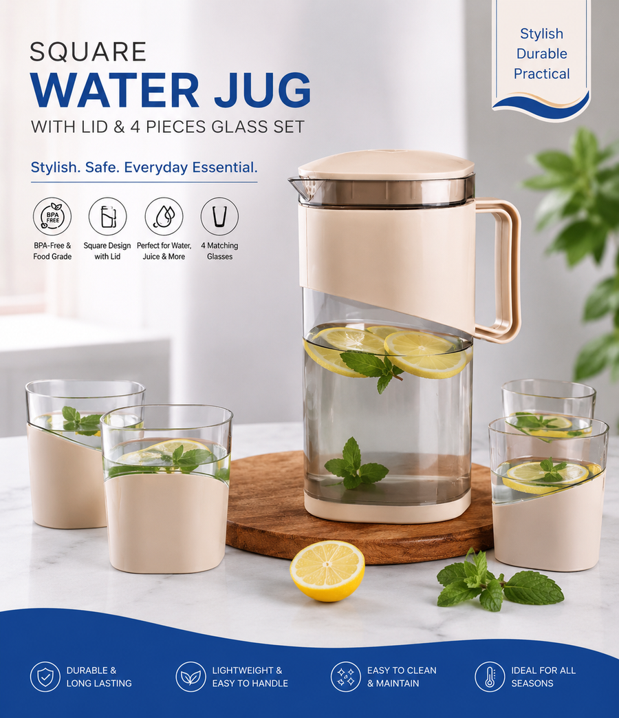 Square Jug & Four Tumblers